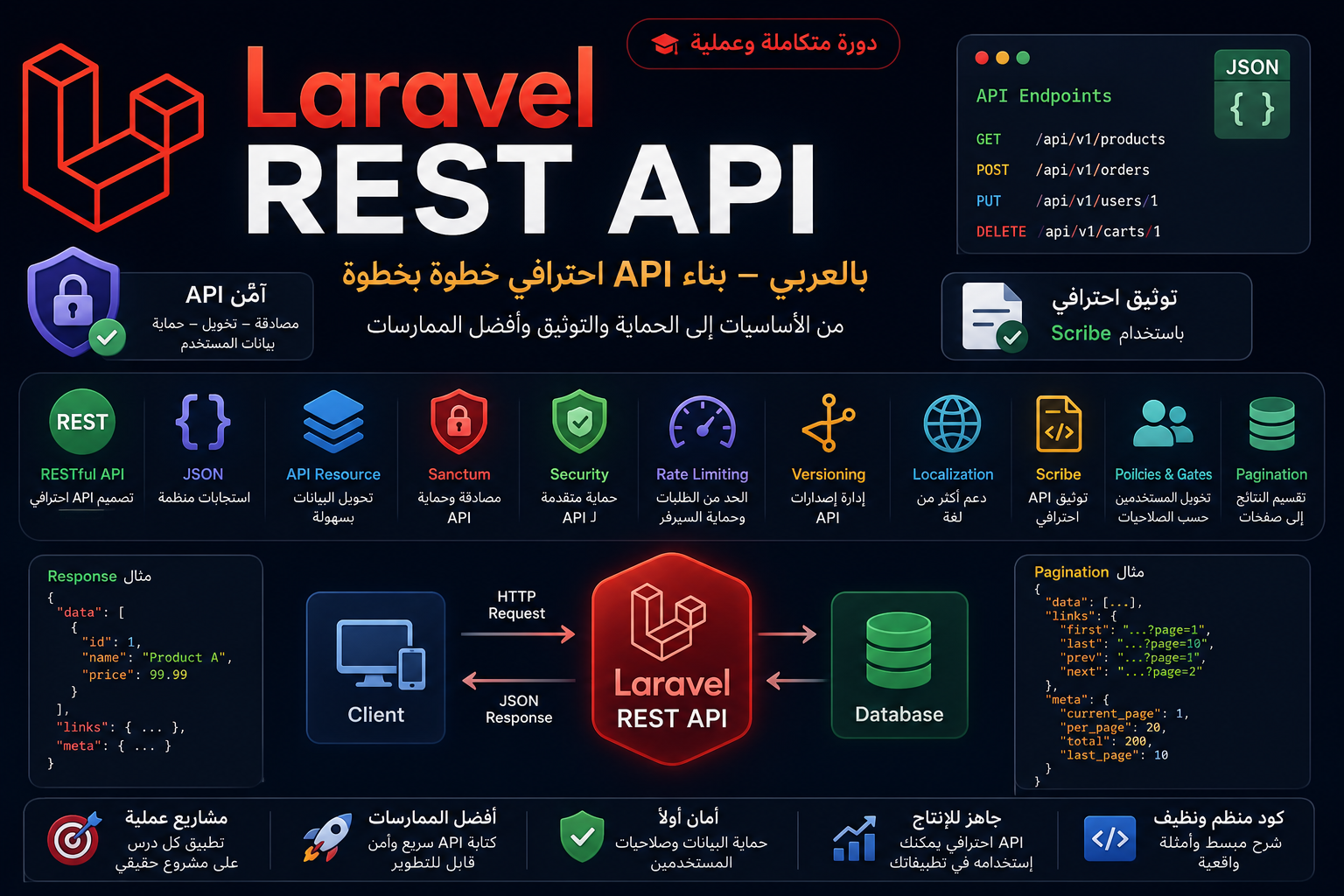 دورة Laravel REST API بالعربي – بناء API احترافي خطوة بخطوة